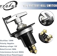 Vista 4 de Battery Disconnect Switch with Lockout Plate Fits Negative Battery Doctor Replace 20247, 500A 12V-36V Master Battery Kill Switch Fixed Handle