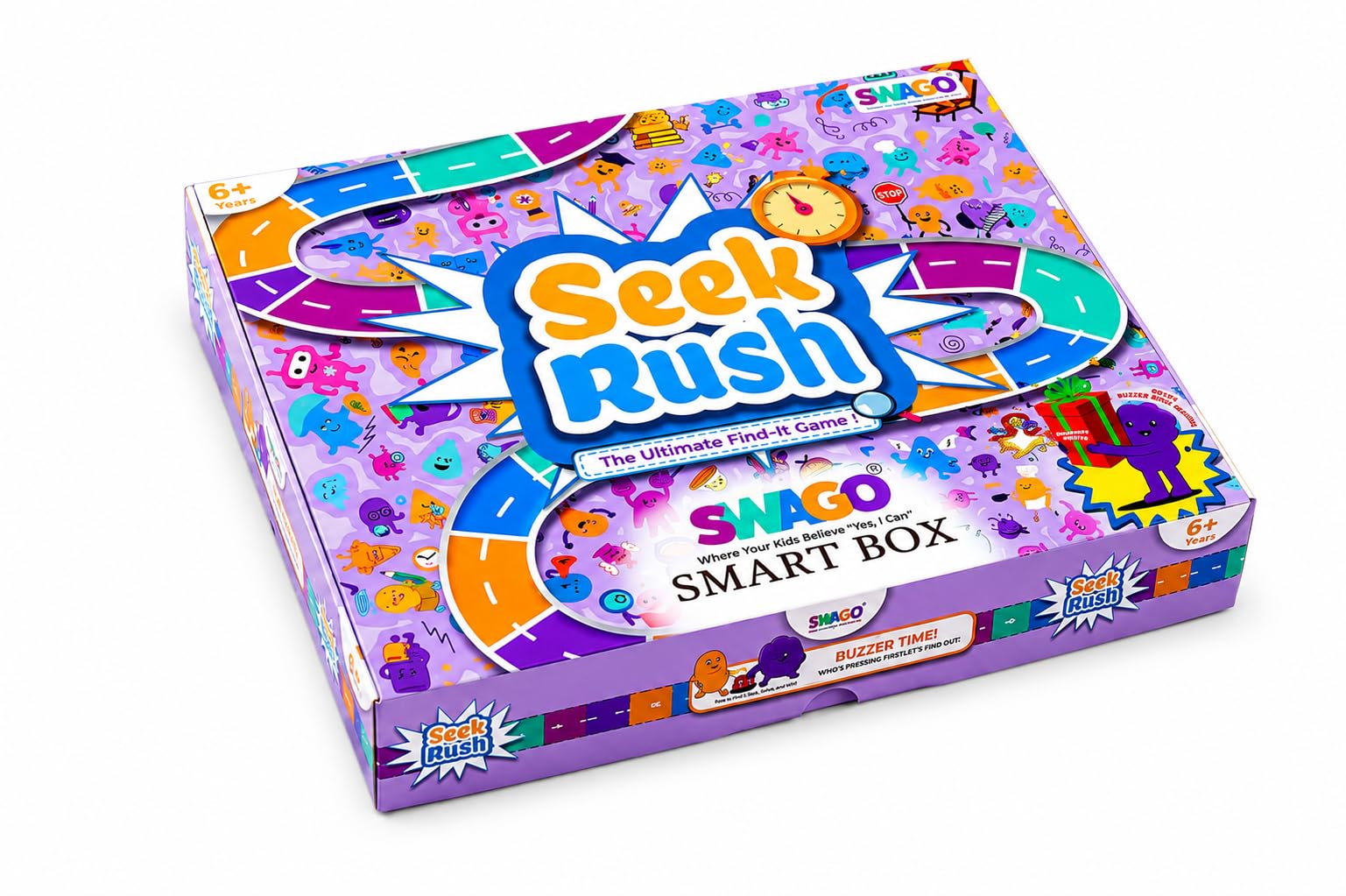 Seek Rush, Focus Building Board Game for Kids (6-99 Yrs) Educational Family Game to Build Focus & Attention, Screen-Free Brain Game with Buzzer & Blind Bag, Fun learning Birthday Gift for Boys & Girls-image-25
