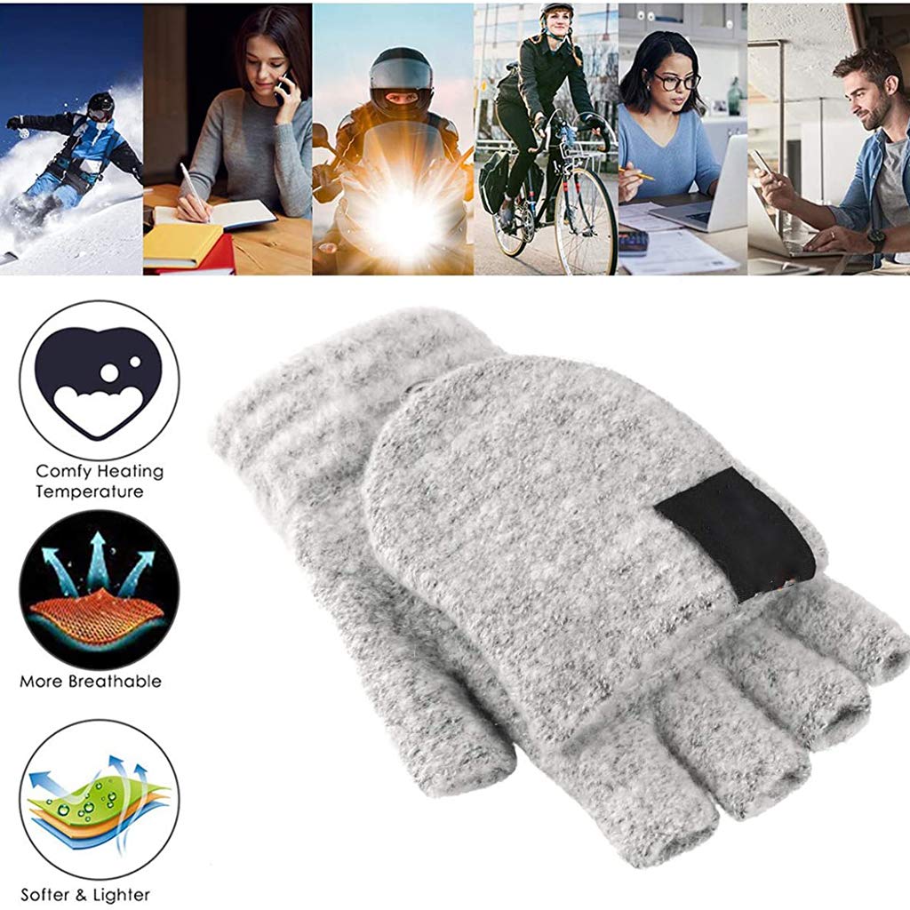 Unisex USB Heated Gloves Winter Half Fingers Warmer Laptop Gloves For Women Men Girls Boys Best Winter Gift