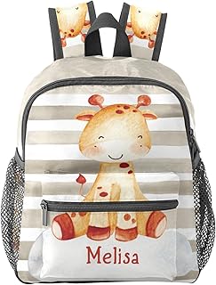 NZOOHY Safari Giraffe Personalized Kids School Backpack for Boys Girls Custom Toddler Daypack Kindergarten Bookbag