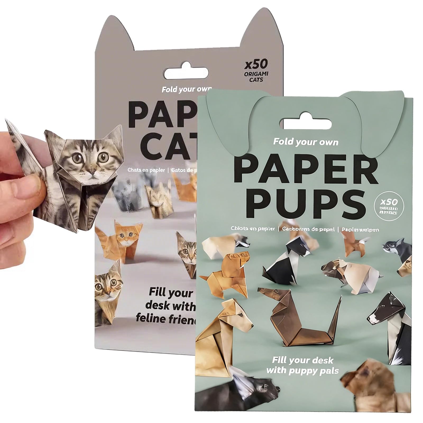 Lirynox 100Pcs DIY Paper Cats Origami Kit, Creative Origami Animal Kit, 3D Origami Animal Handmade Desk Decoration for Adults Cat Dog Lovers (Cat＆Dog)