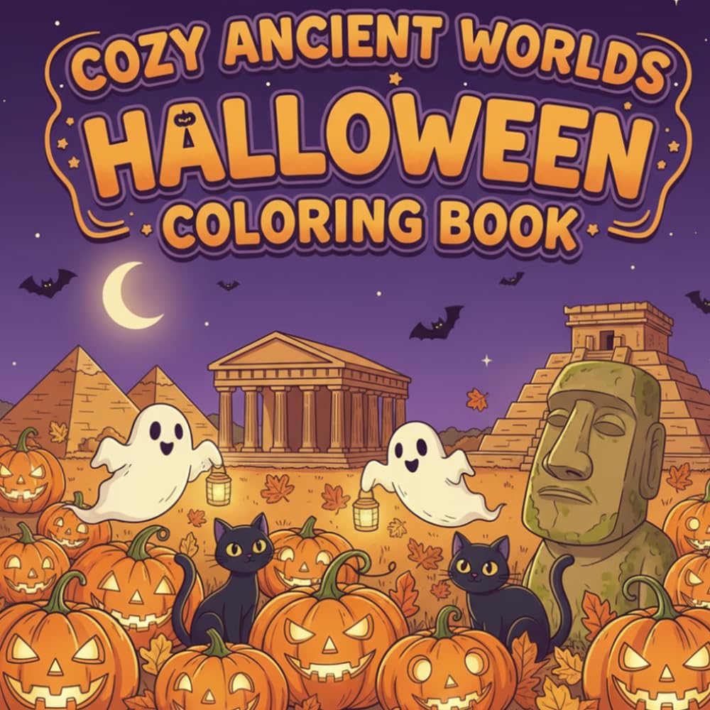 Cozy Ancient Worlds Halloween Coloring Book: A Cozy Halloween Coloring Book Featuring Ancient Worlds, Mysterious Creatures, and Spooky Adventures for Kids and Adults