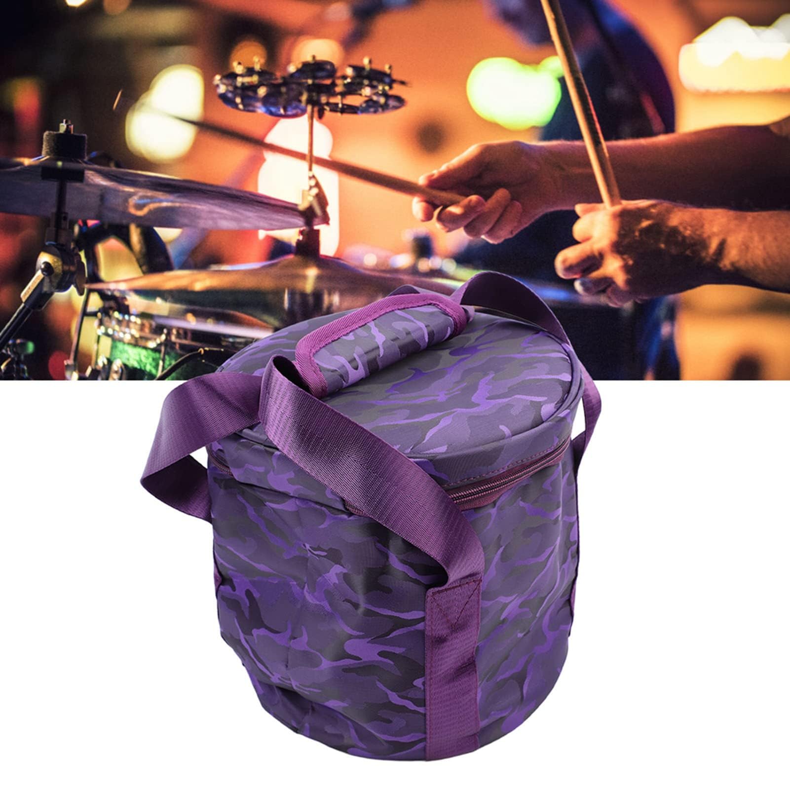 Musikschalen-Tasche, Klangschalen-Aufbewahrungstasche, Kristall-Klangschalen-Tragetasche mit 2 Au?entaschen, Doppelrei?Verschluss (12 Zoll reines Lila)
