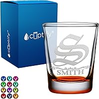 Vista 52 de Vasos de chupito personalizados elaborados con nombre de círculo de 2 onzas, parte inferior negra con texto personalizado para regalos, bodas