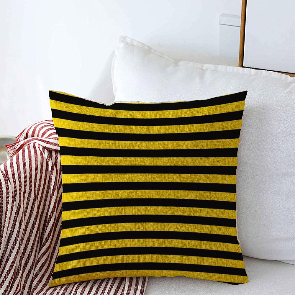 Beijinghongyuyuanshangmaoyouxiangongsi Throw Pillow Cover 2717 Cushion Cover Case 45X45cm, Yellow Black Stripes Abstract Pattern Geometric Bee Caution Construction Danger Sofa Cushion Cover Casual Home Chair Pillowcases