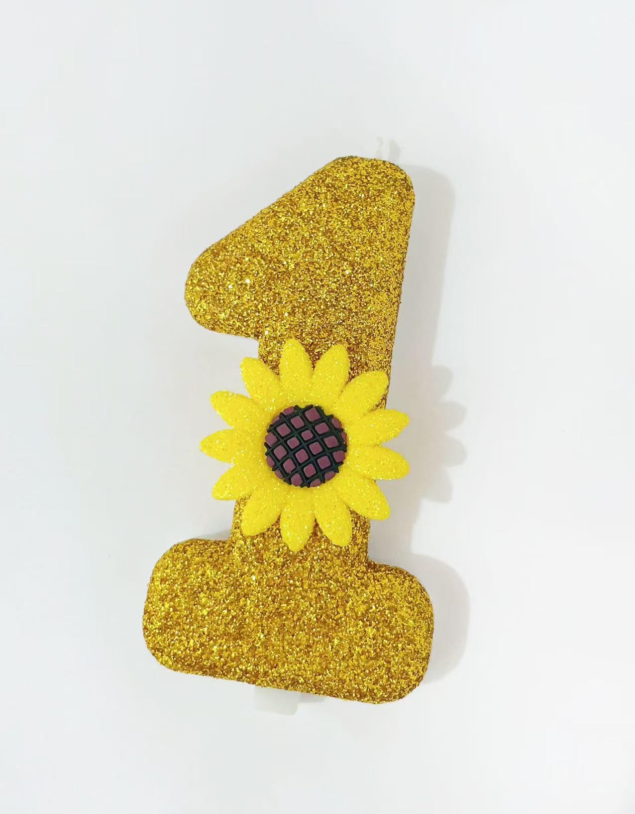 Sunflower Birthday Candles 0-9 Daisy Glitter Number Candles Daisy Cake Decorations for Kids Adults Birthday Wedding Anniversary Party Supplies Large