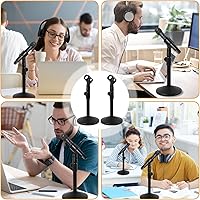 Vista 7 de 2 juegos de soporte ajustable para micrófono de escritorio, soporte de micrófono de mesa con tornillo macho de 5/8 pulgadas a 3/8 pulgadas hembra