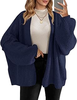 Womens Oversized Cardigan Sweaters Open Front Chunky Knit Casual Long Lantern Sleeve Fall Sweater Coats