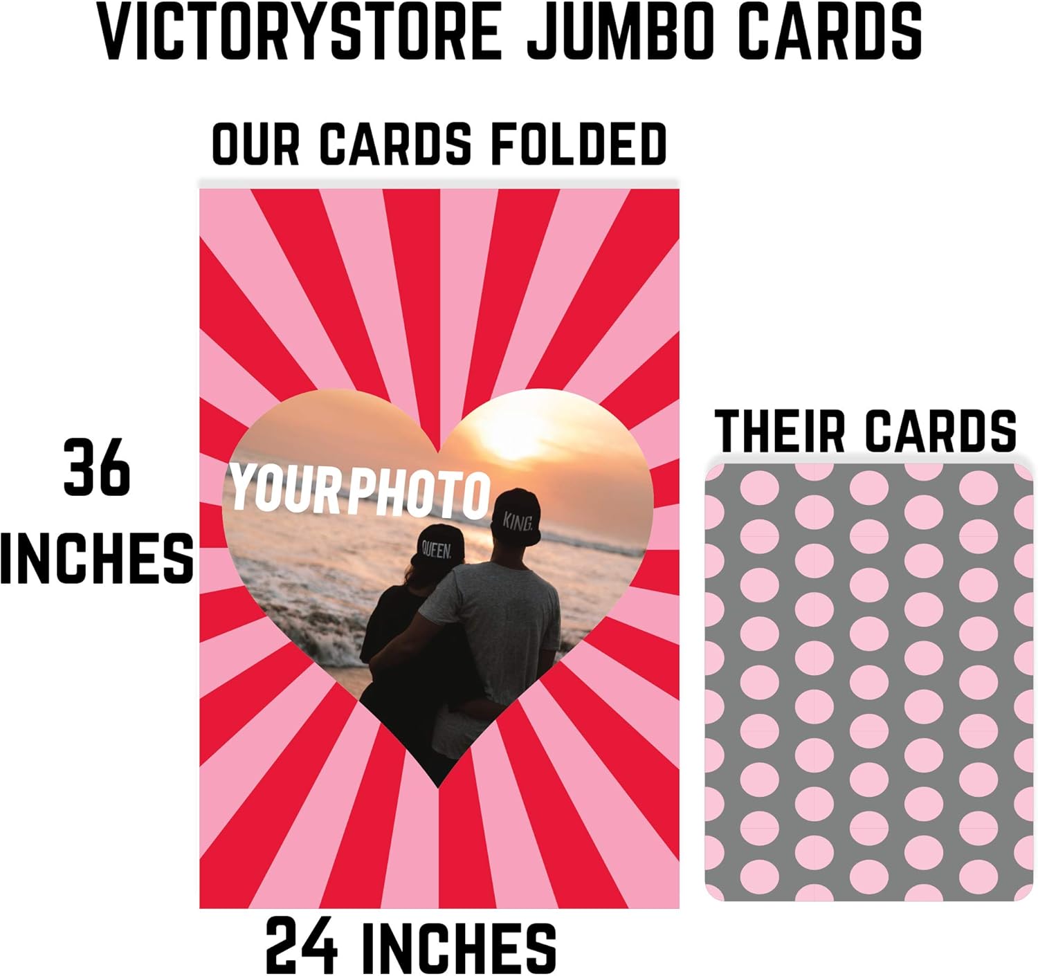 VictoryStore Jumbo 3-Foot Custom Valentines Card Custom Heart Photo, With Personalized Inside Text, 24x36-Inch Card, Includes A Jumbo Envelope