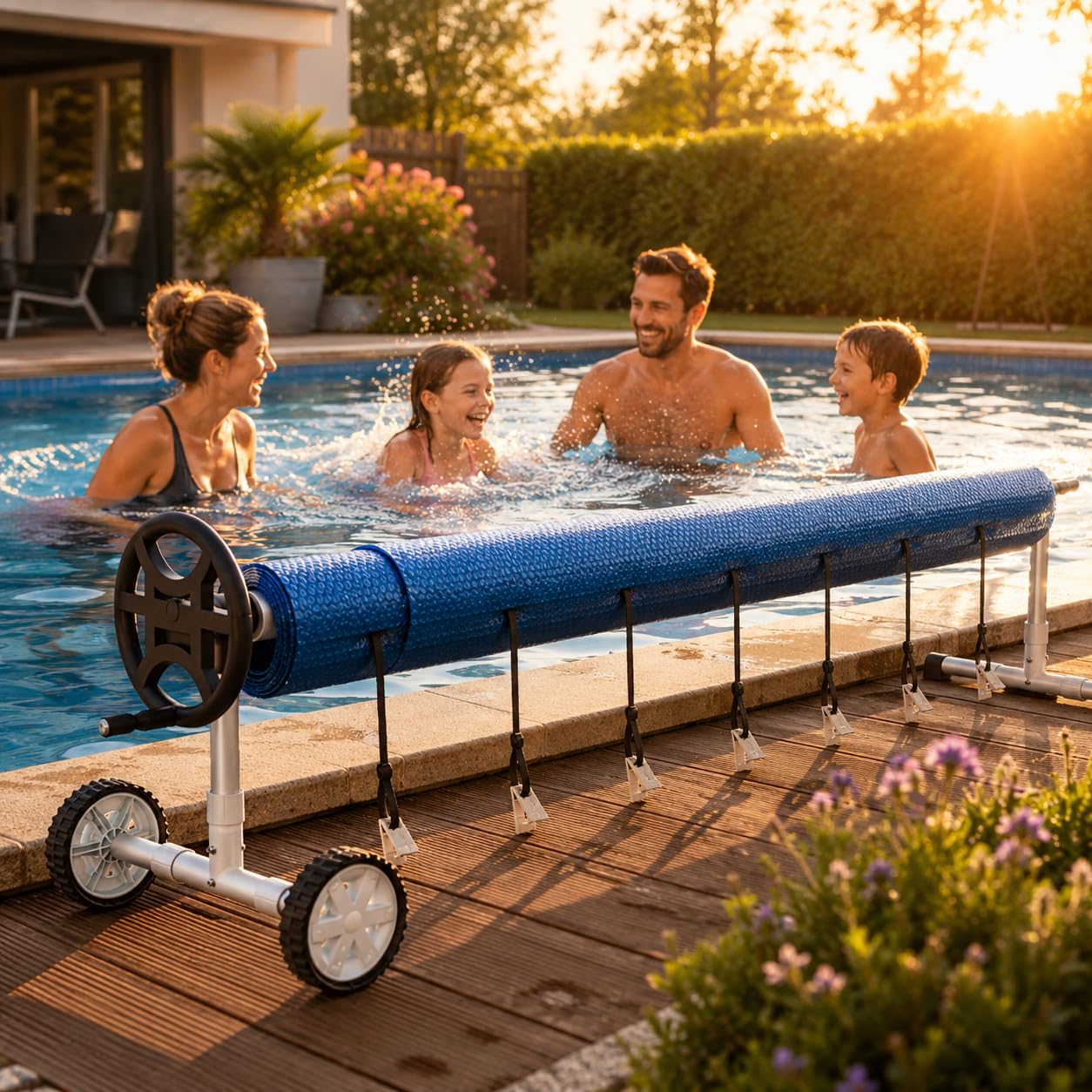 Soontrans Enrollador de piscina longitud 3-5,7 m de tubos telescópicos de