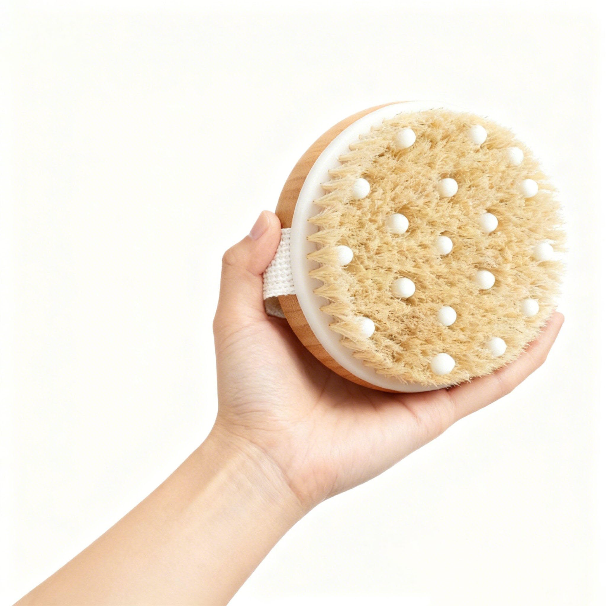 Body Brush for Wet or Dry Brushing - Gentle Exfoliates Dead Skin-Lymphatic Drainage - Cellulite Treatment Dry Skin,Spa Massage Scrub Brush with Soft Boar Bristles-image-38