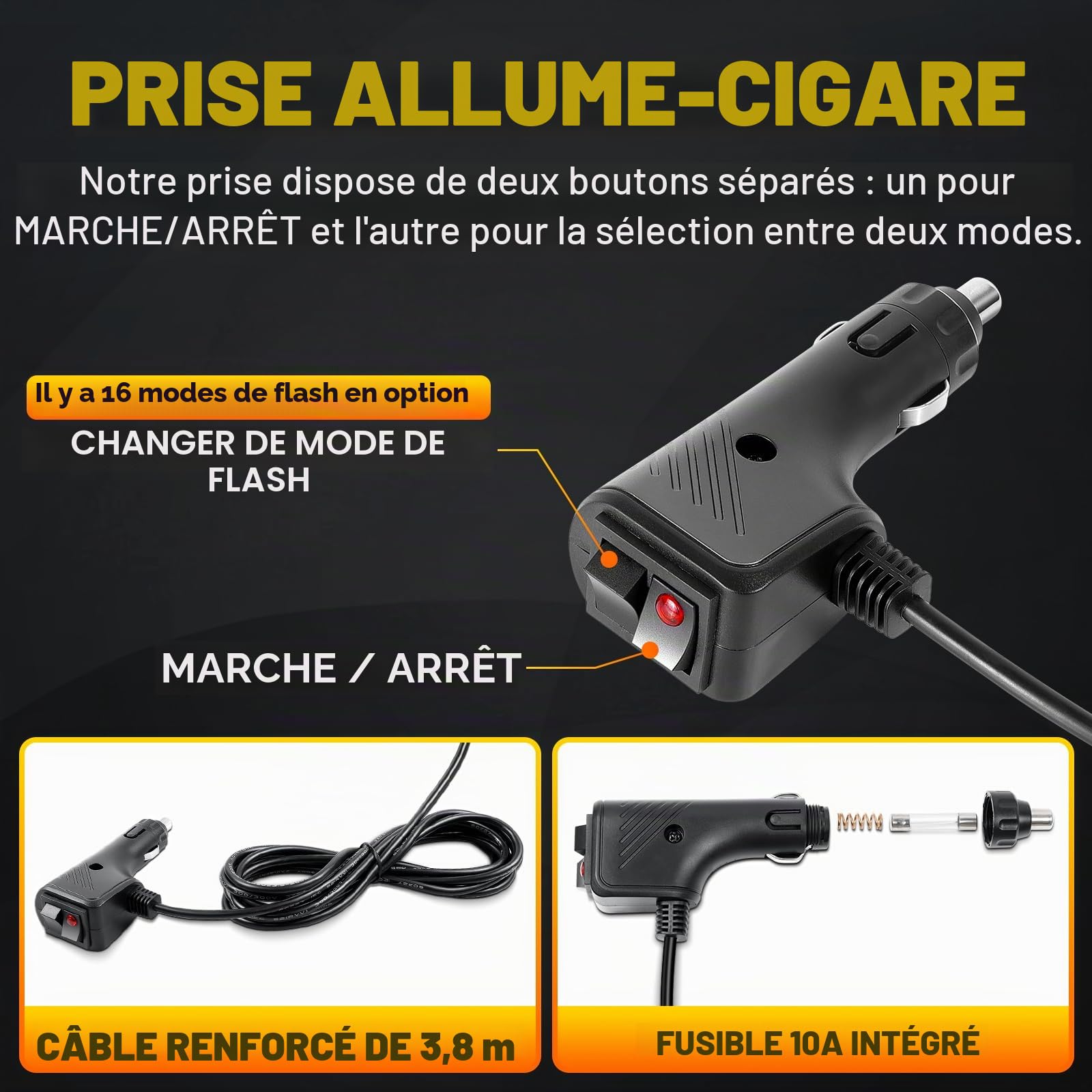 RIGIDON Barre Lumineuse Clignotante Stroboscopique à LED, 49" 125 cm 102LED