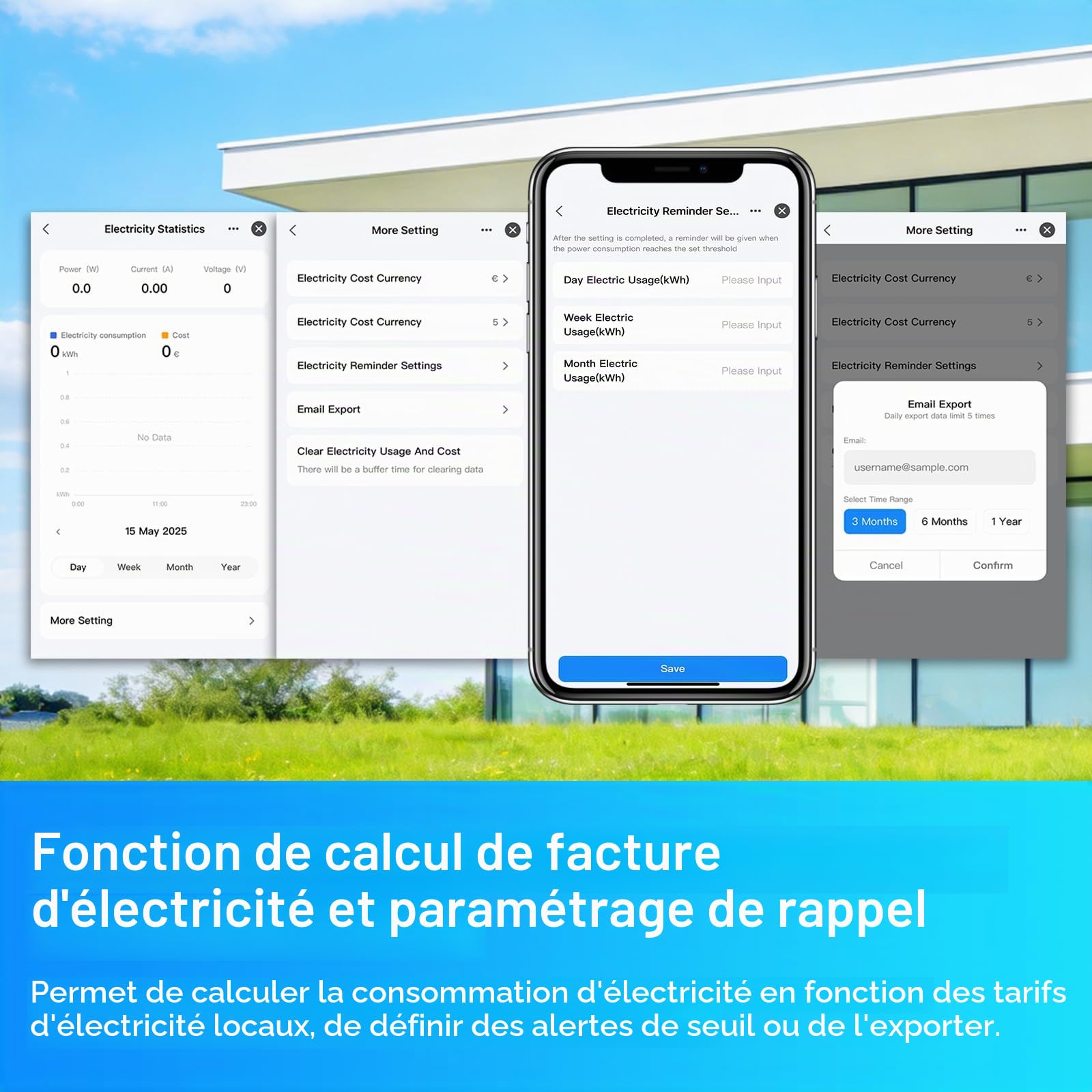 ANTELA Prise Connectée AI 16A 3680W, 4 Unités | Suivi de la Consommation d'Électricité, Suivi des Factures d'Électricité, Compatible Alexa et Google Home, 2,4GHz