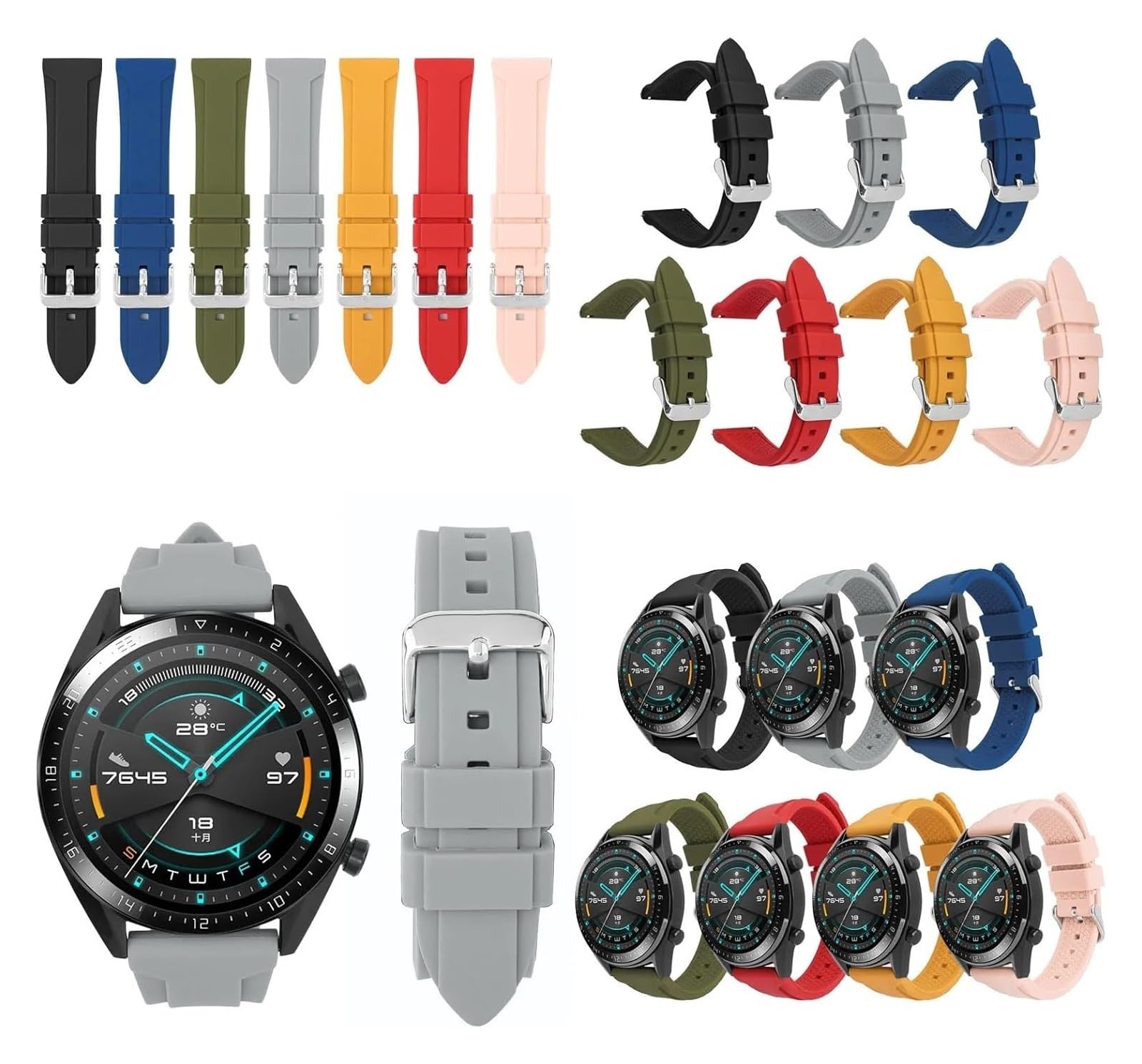 nastro di sostituzione della gomma veloce, Cinturino in silicone Cinturino in silicone morbido 22mm 24mm Cinturino sportivo in gomma Bracciale traspirante Cinturini for orologi a sgancio rapido