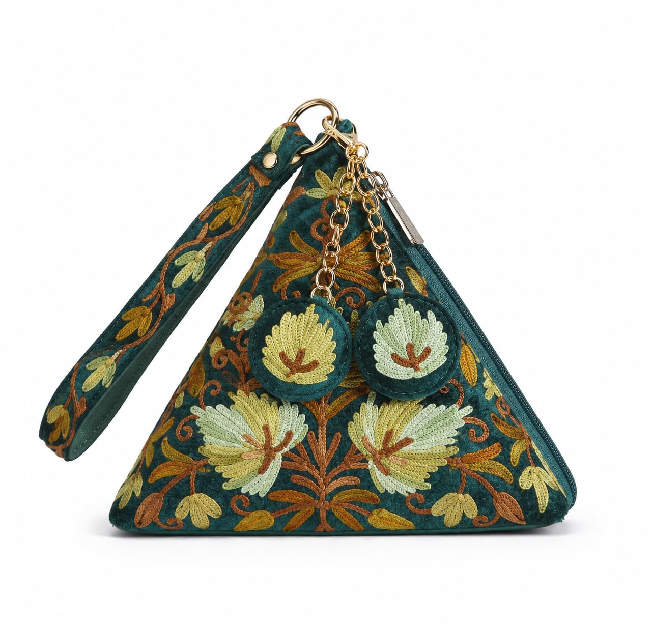 House of Gaurisa Floral Embroidered Triangle Potli Bag with Wristlet for Women-picture-35