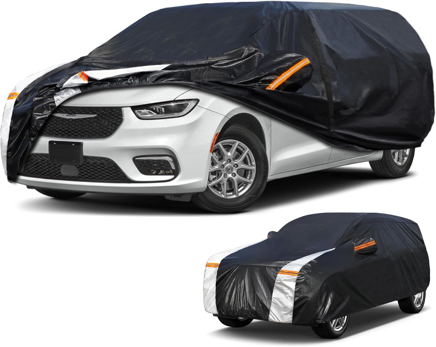 Minivan Car Cover for Chrysler Pacifica 100% Waterproof All Weather, Heavy Duty Outdoor Full Exterior Covers Rain Sun Wind UV Protection. Chrysler Pacifica+Towel+Storage Bag