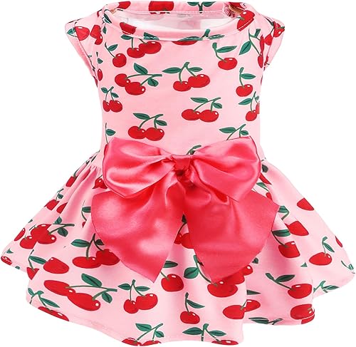 Miniatura 29 de PUPTECK Vestido de Navidad para perro, disfraz de cachorro, ropa para perros pequeños con falda de lazo, pijama Rojo (Navidad)