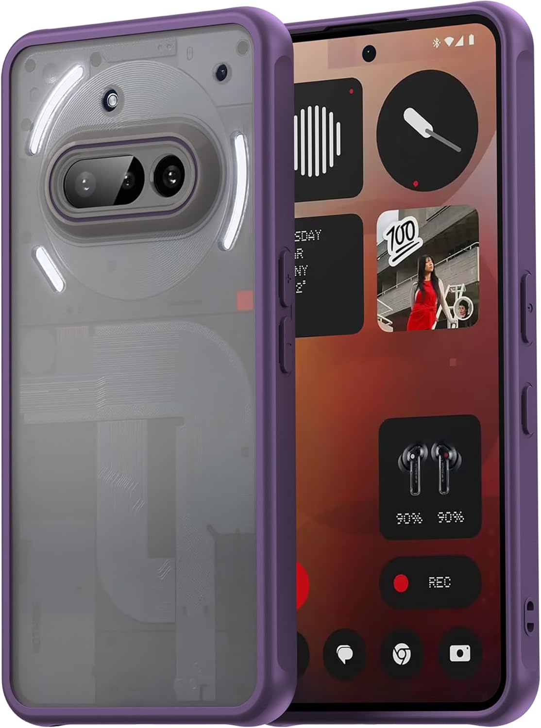 Cover opaca per Nothing Phone (3a), Custodia posteriore sottile traslucida satinata antiurto, Bordo in TPU morbido, Anti-impronte, Viola