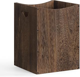 smusei Wood Trash Can 9.5 Gallon Waste Basket Bin Rustic Farmhouse Large Kitchen Garbage Can for Bedroom Living Room Bathroom Office, Rustic Brown