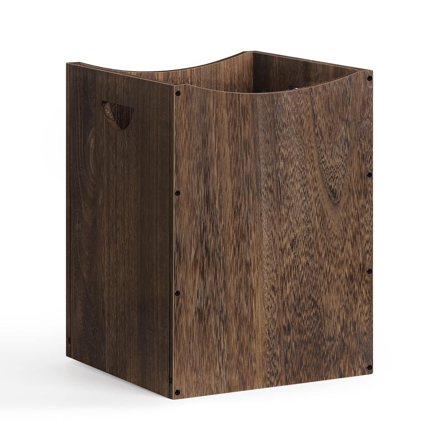 smusei Wood Trash Can 9.5 Gallon Waste Basket Bin Rustic Farmhouse Large Kitchen Garbage Can for Bedroom Living Room Bathroom Office, Rustic Brown