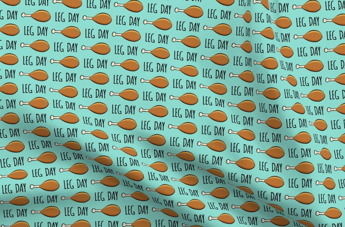 Spoonflower Fabric - Turkey Leg Aqua Blue Thanksgiving Teal Printed on Organic Cotton Sateen Fabric by The Yard - Sewing Quilting Apparel Home Decor