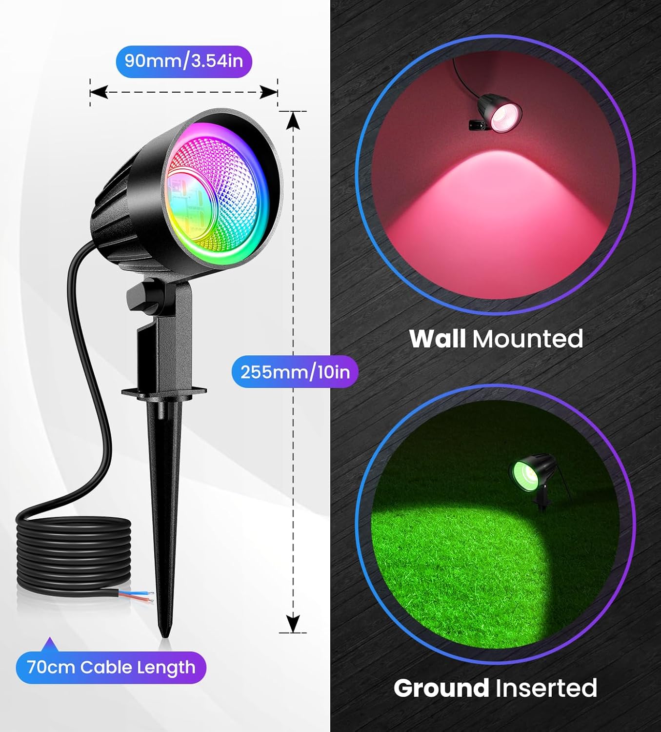 MEIKEE 15W RGBW Low Voltage Landscape Lights, 12-24V LED Landscape Lighting, Timer and Memory Dimmable Color Changing Outdoor Spotlights with Remote for Garden Path Christmas Halloween 12 Pack