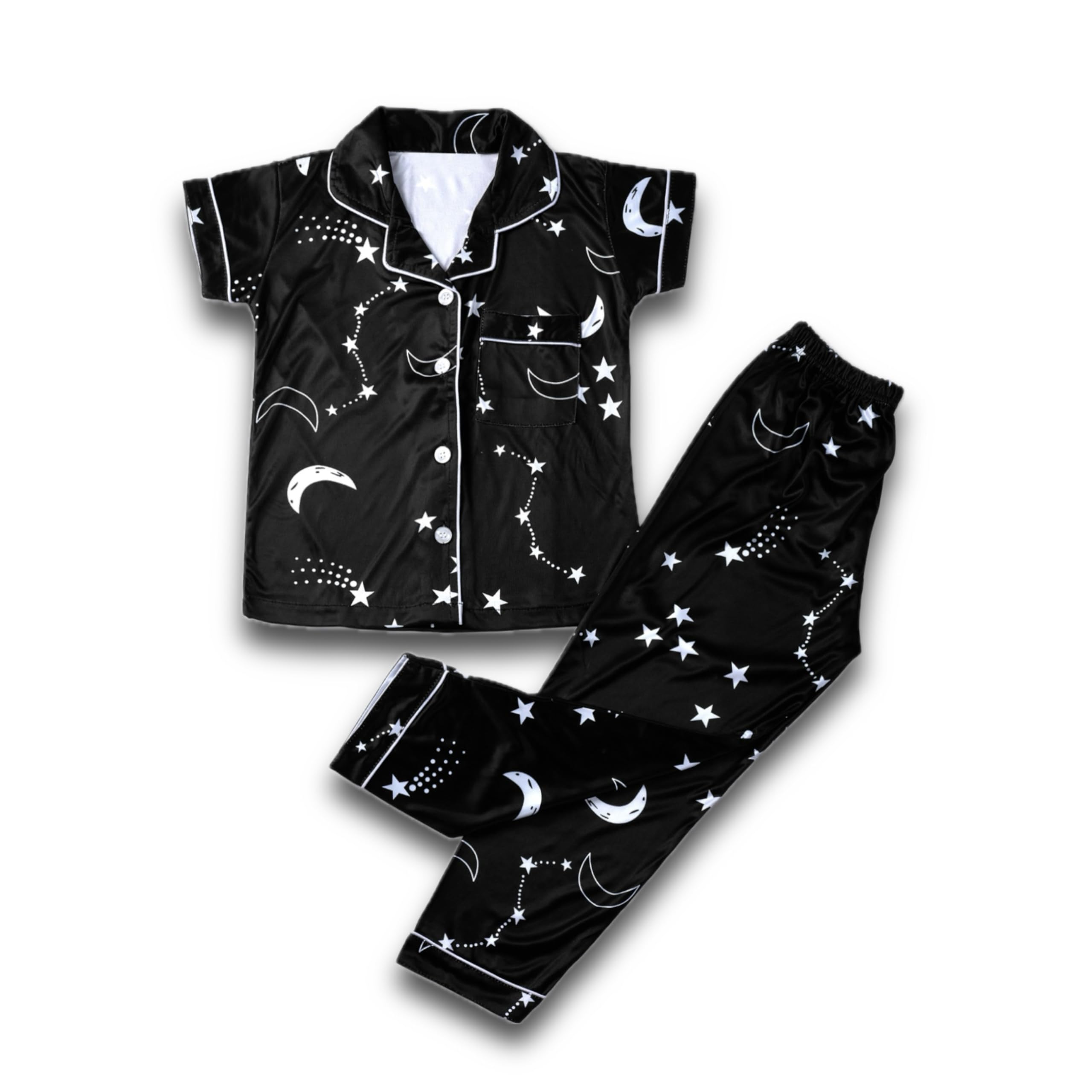 Buy INFINITIVE Moon Print Night-Suit for Girls (4-5 Years) Black