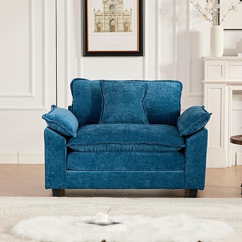 Miniatura 3 de Sofá de nube individual de gran tamaño de 46.4 pulgadas, sofá seccional grande de acento moderno para sala de estar, sofá modular de tela de