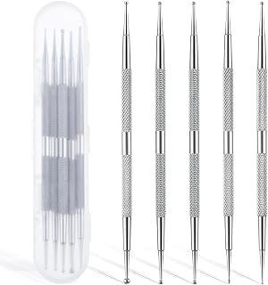 Dotting Tools, 5 Pcs Professional Double-ended Ball End Nail Art Tools with Box, Dots Pen Metal Nails Polish Paint Pen Dot Diamond Pattern Stainless Steel Dotting Tool