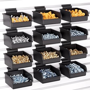 INCLY 12 Pack Slatwall Bins with Hooks, Plastic Slatwall Accessories Bins