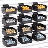 INCLY 12 Pack Slatwall Bins with Hooks, Plastic Slatwall Accessories Containers Bins for Slat Wall Panels Organizing Hardware, Garage, Craft Room, Kitchen, Tool Shed, Workbench