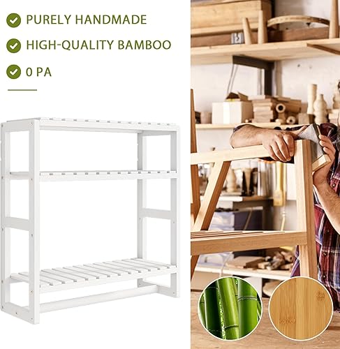 Miniatura 10 de Estantes de baño de almacenamiento sobre el inodoro, estantes de baño, 3 niveles, organizador de estante esquinero de bambú para toallas, armario de