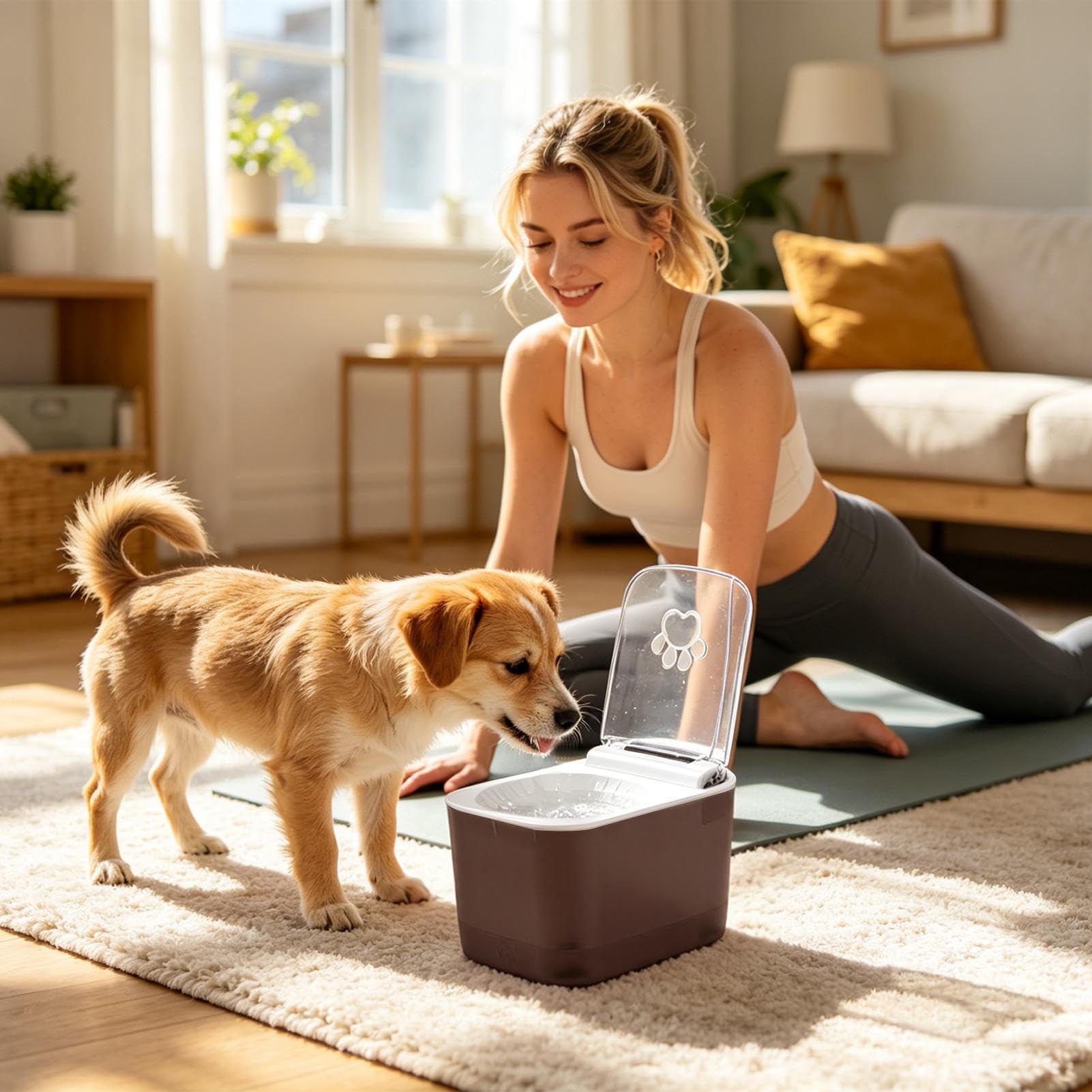 Fuente Agua para Gatos Dispensador de agua 3L | Fuente para perros con tapa con apertura automática mediante sensor Apartamento, área de juegos, cocina y hogar