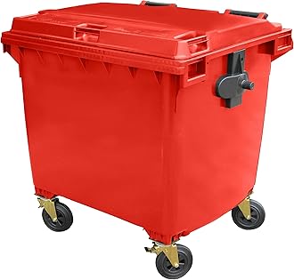 Red 1100 ltr 4 Wheel Wheelie Bin - Large Size 4-Wheel Wheelie Bin - Tough & Durable - For All Your Outdoor Rubbish & Recycling - EN840 Certified & Tested
