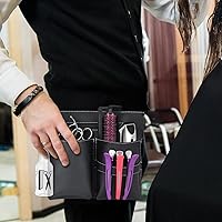 Vista 4 de Noverlife Bolsa de tijeras para peluquería, bolsa de cintura de piel sintética para peluquería, funda de almacenamiento de herramientas