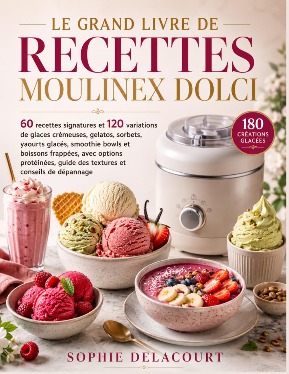 LE GRAND LIVRE DE RECETTES MOULINEX DOLCI: 60 recettes signatures et 120 variations de glaces crémeuses, gelatos, sorbets, yaourts glacés, smoothie ... guide des textures et conseils de dépannage