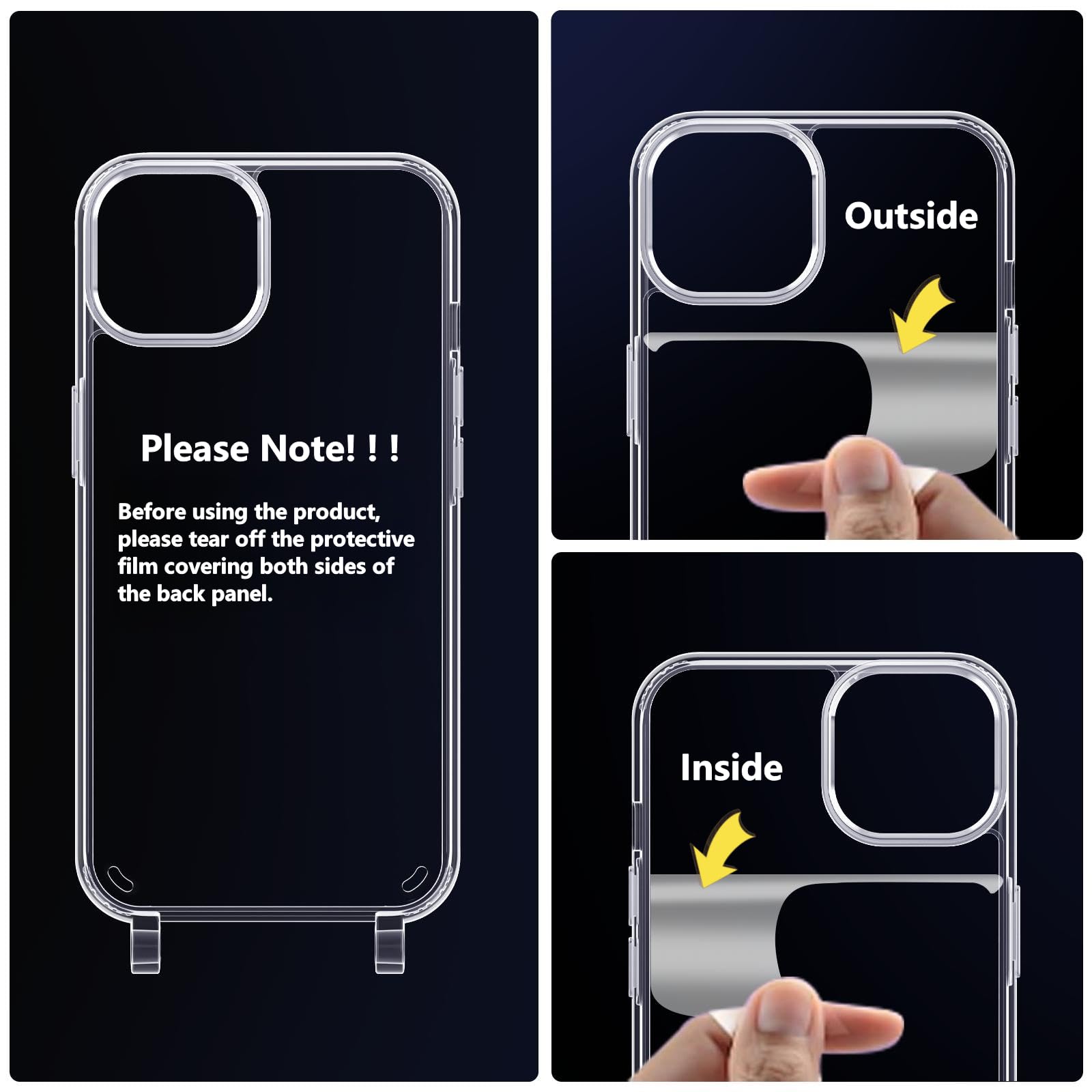 Custodia Trasparente Con Cordino Per IPhone 15 - Antiurto, Regolabile, Per Collo O Spalla, Blu - Foto 8