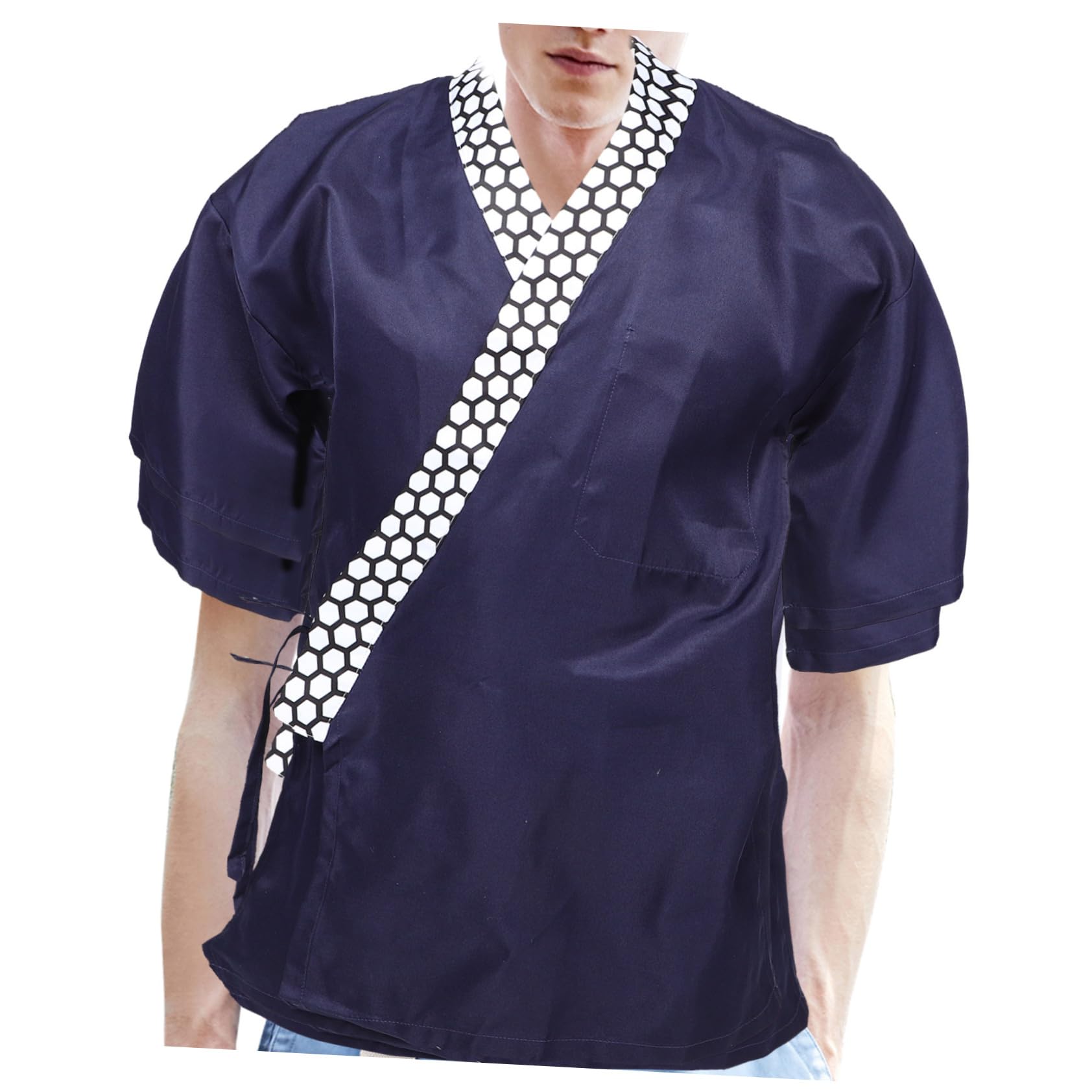 Didiseaon Ropa de Trabajo de Chef japonés Abrigo de Sushi Restaurante Kimono Chaqueta de Cocinero para Hombre Abrigo de Cocinero Abrigos de Chef para Hombres Mangas de Chef Fibra de Bambu