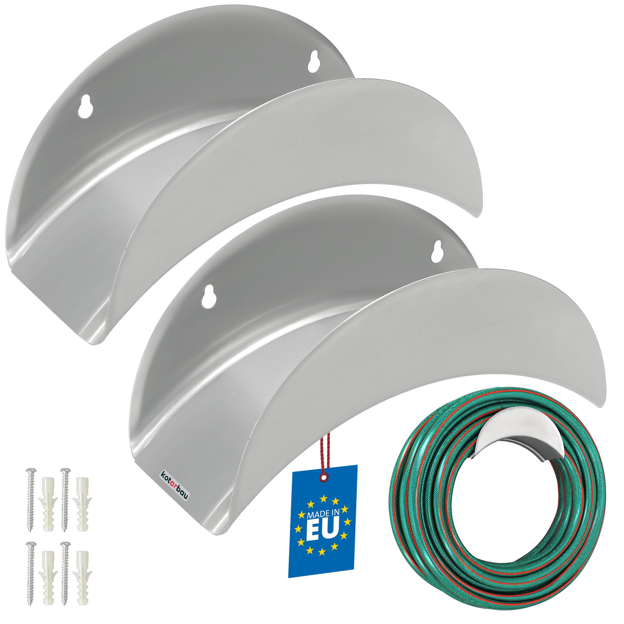 KOTARBAU® 2 x Support Tuyau Arrosage Mural | Suspension Murale en Acier | Enrouleur Mural Tuyau Arrosage | Porte Tuyau Arrosage Mural | Support Mural Tuyau Arrosage | Accroche Tuyau Arrosage