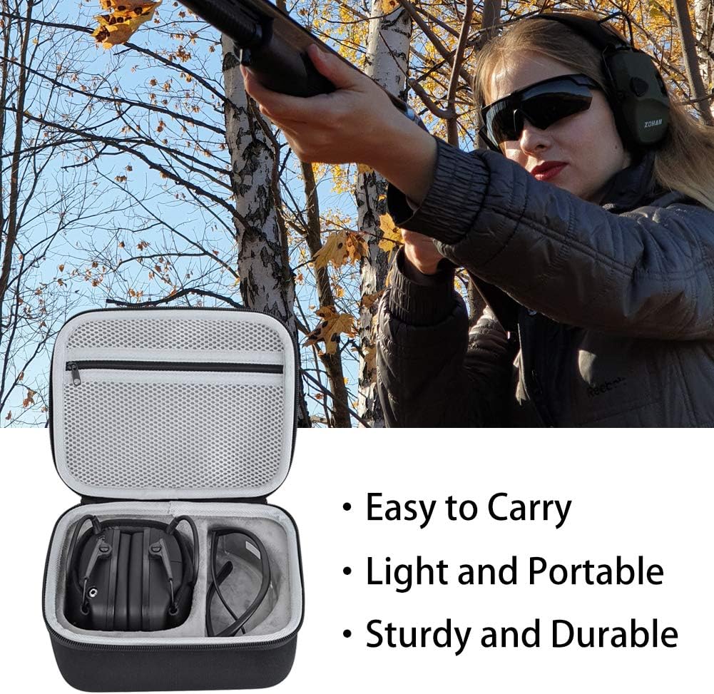 ZOHAN Hard Storage Travel Case for Electronic Shooting Earmuffs Compatible with Howard Leight by Honeywell Impact Hearing Protection, Shooter Safety Eyewear Glasses（Black 1） : Tools & Home Improvement