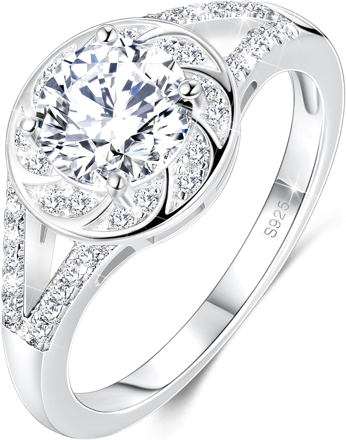 1CT Moissanite Engagement Ring for Women 925 Sterling Silver Promise Rings for Her Birthday Wedding Anniversary Valentines Jewerly For Women