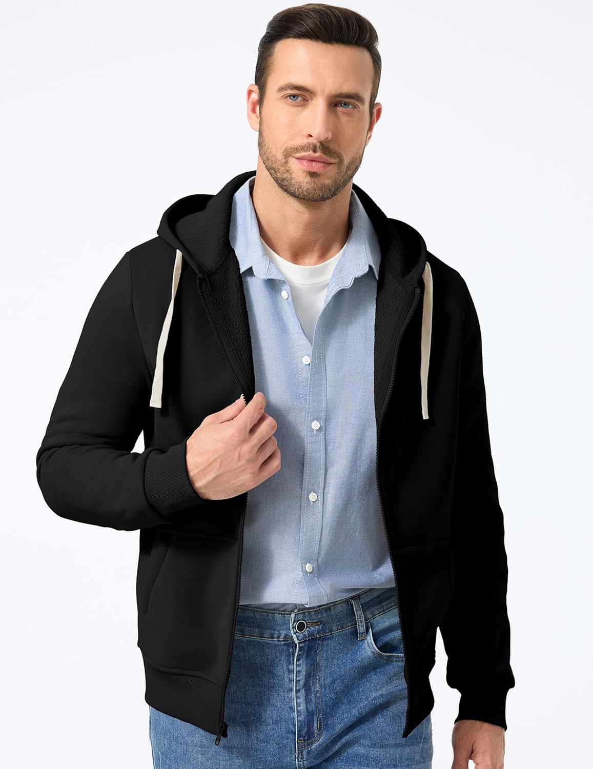 JMIERR Mens Full Zip Hooded Fleece Drawstring Hoodies Pullover Sweatshirts Casual Long Sleeve Shirts - Image 8