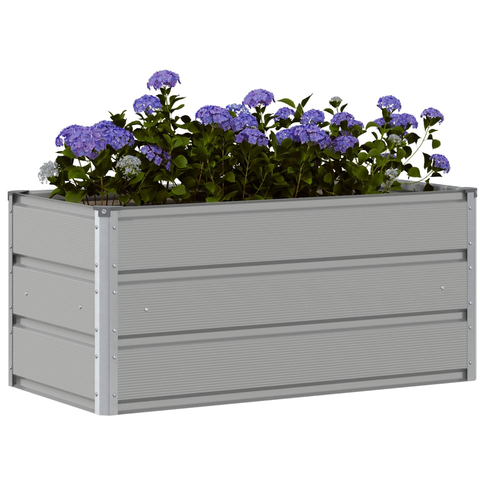 Fioriera da Giardino in Acciaio Zincato 100x50x45 cm Grigio | Contenitore robusto stile industriale per piante e fiori, ideale per arredare terrazzo, balcone e spazio verde.