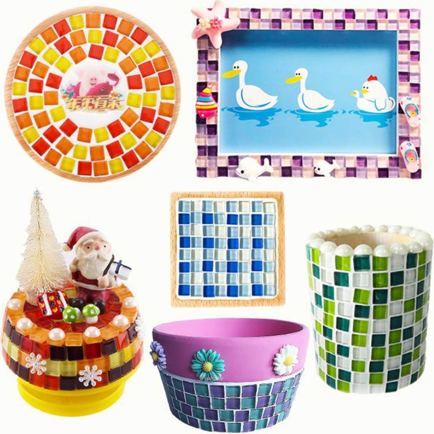 300g 1x1cm DIY Square Crystal Glass Colorful Mosaic Tiles For DIY Arts