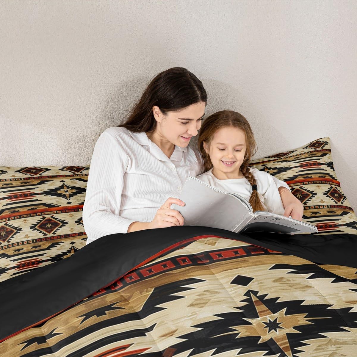 Feelyou Kids Western Comforter Set Full Size, Southwestern Aztec Bedding Set Boho Tribal Comforter Boys Girls Ethnic Bohemian Rustic Country Teens Duvet Set Bedroom Decor 3Pcs