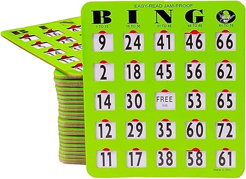 MR CHIPS Tarjetas de bingo con punta de dedo de impresión grande a prueba de atascos y fáciles de leer con ventanas deslizantes, paquete de 100