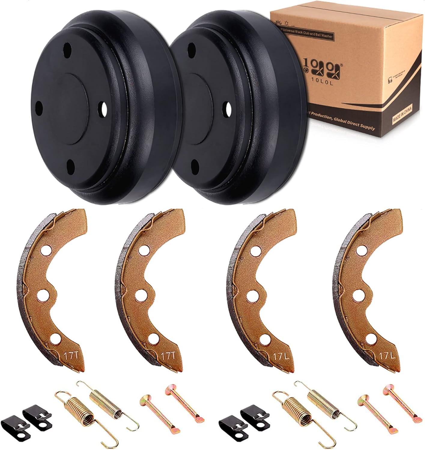 10L0L Golf Cart Brake Drums & Brake Shoes Deluxe Set for Golf Cart Club Cart DS (1995-up) & Precedent (2004-up) with Brake Shoes Spring Kit