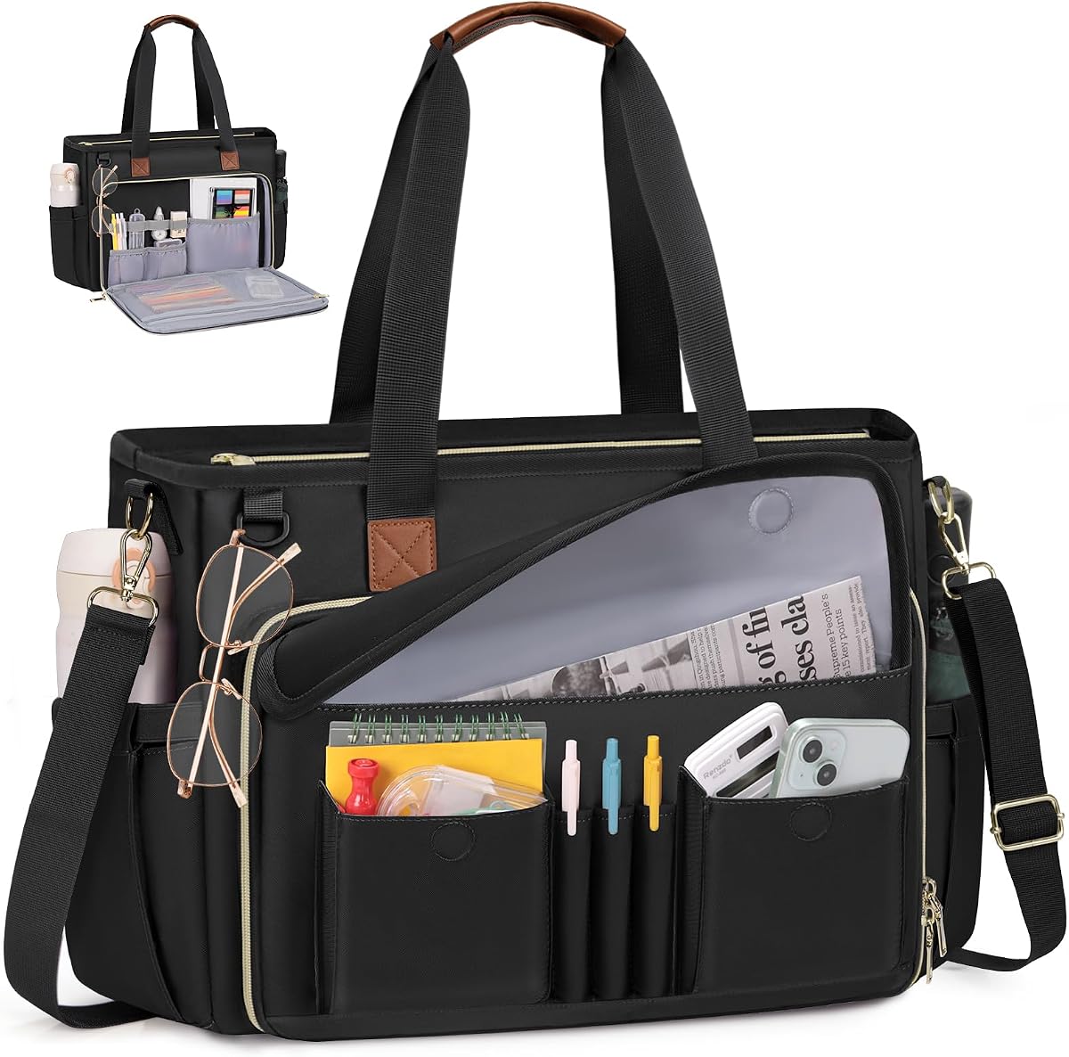 Bolso de mano para profesor, bolso para portátil de 15,6 pulgadas para mujer, bolsas de trabajo, bolso de enfermera, bolso ligero para ordenador portátil, maletín para ordenador