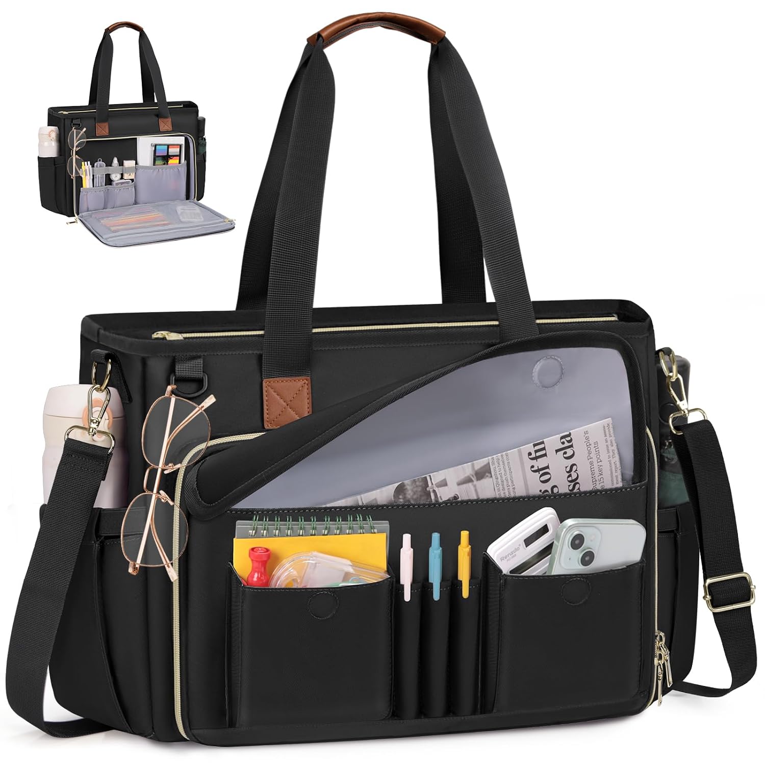 RAINSMORE Teacher Tote Bag 15 6 inch Laptop Bag for Women Work Bags Nurse Bag Lightweight Laptop Tote