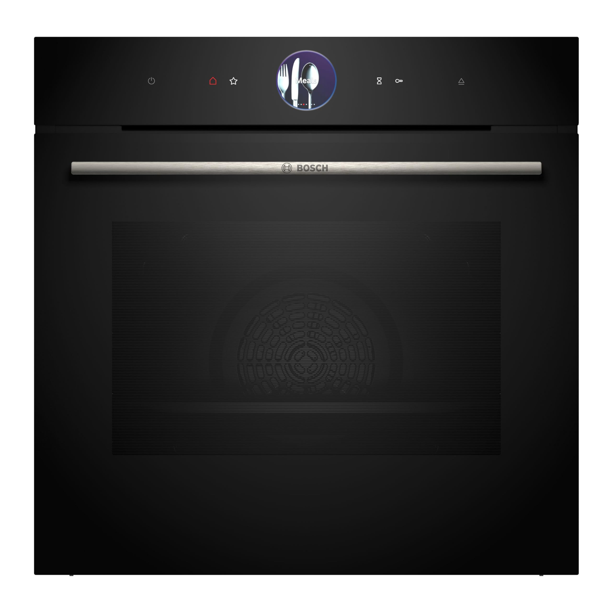 Bosch HSG7364B1, Smarter Serie 8 Einbau-Dampfbackofen, 60 x 60 cm, 1 L Wassertank, Schwarz, Made in Germany, Selbstreinigung, Air Fry, Farb-Display, 4D Heißluft, Bosch Assist & Backsensor, Pizzastufe